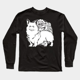 Welsh Corgi - Trendy Line-Art Corgi Cute Dog Long Sleeve T-Shirt